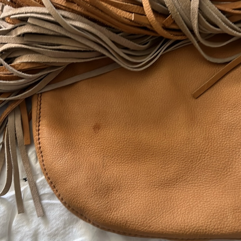 Fossil Tan Crossbody Bag with Fringe Detail - Picture 3 of 6
